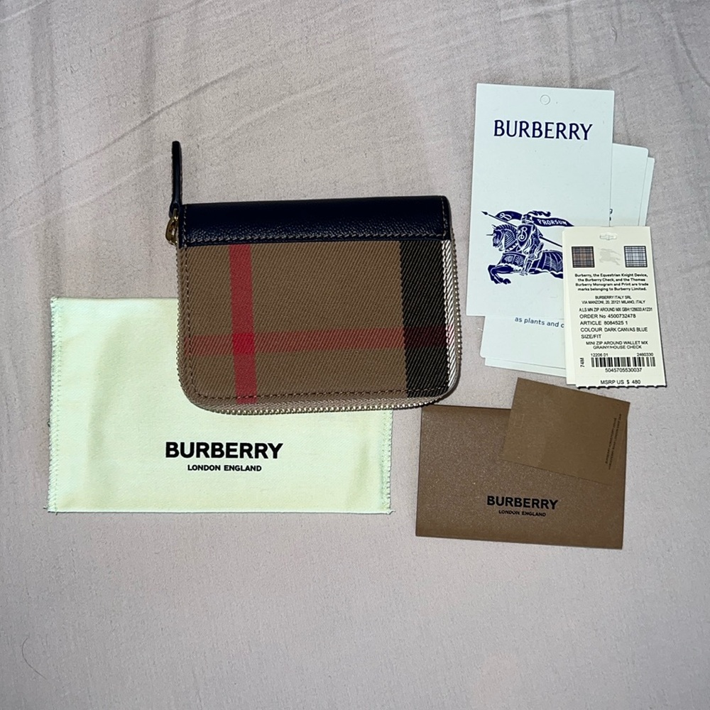 Burberry Brown and Red Checkered Wallet